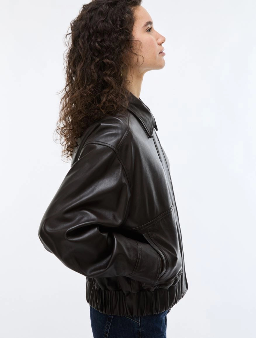 iBLUES LEATHER BOMBER JACKET