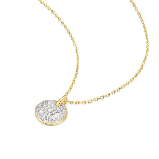 ANIA HAIE TWO-TONE LARGE PAVE DISC NECKLACE