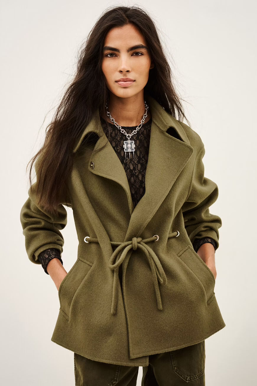 BA&SH COAT KAM GREEN