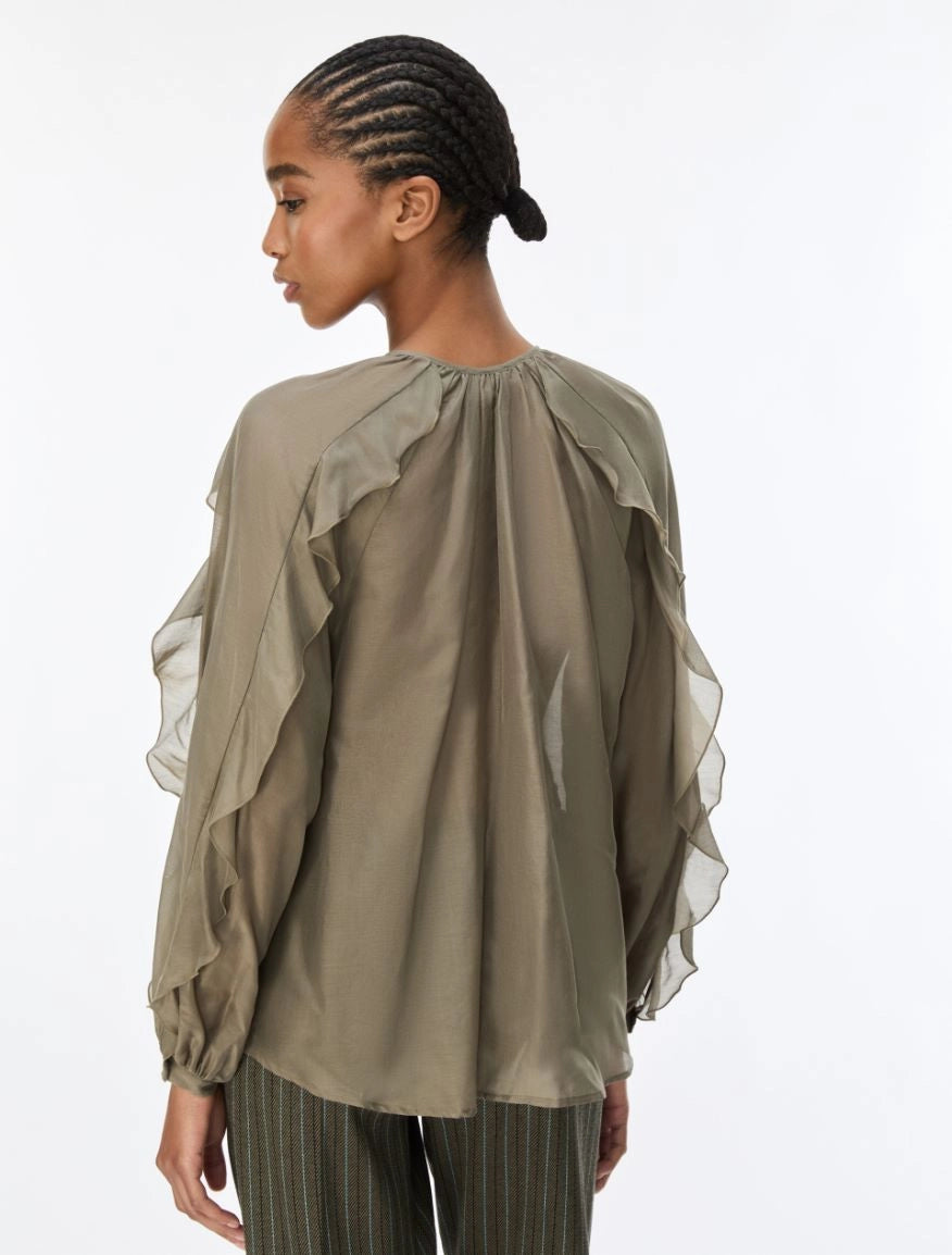 iBLUES SILK BLEND BLOUSE IN KHAKI