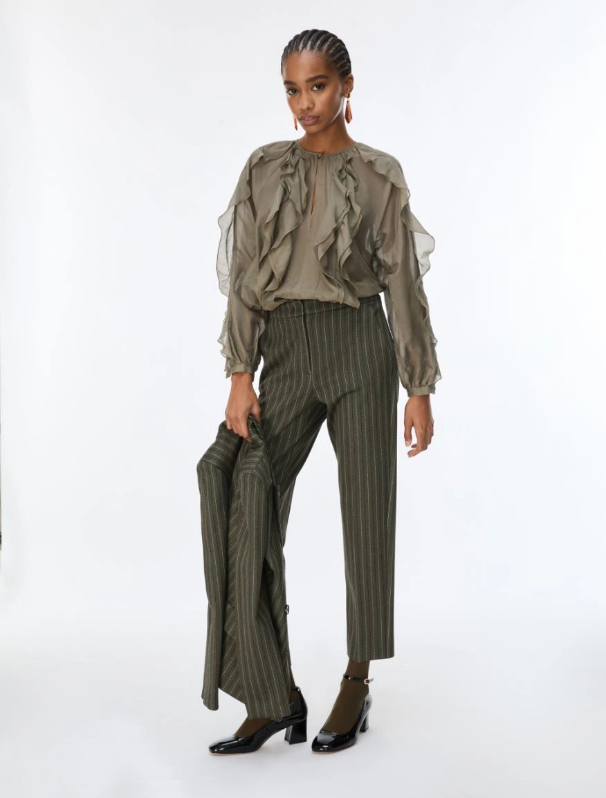 iBLUES SILK BLEND BLOUSE IN KHAKI