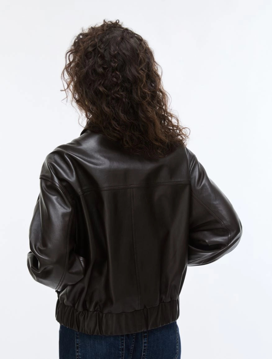iBLUES LEATHER BOMBER JACKET