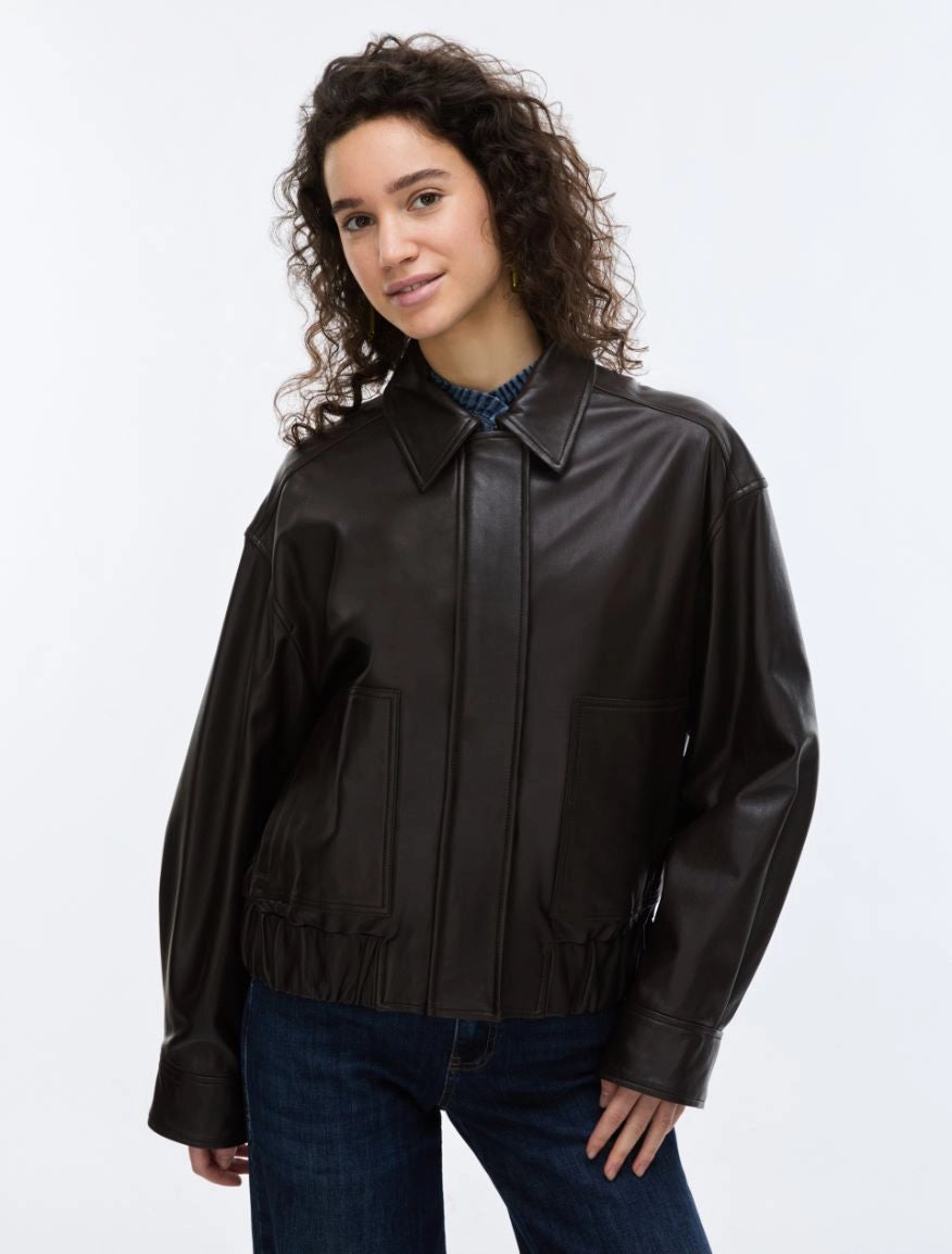 iBLUES LEATHER BOMBER JACKET