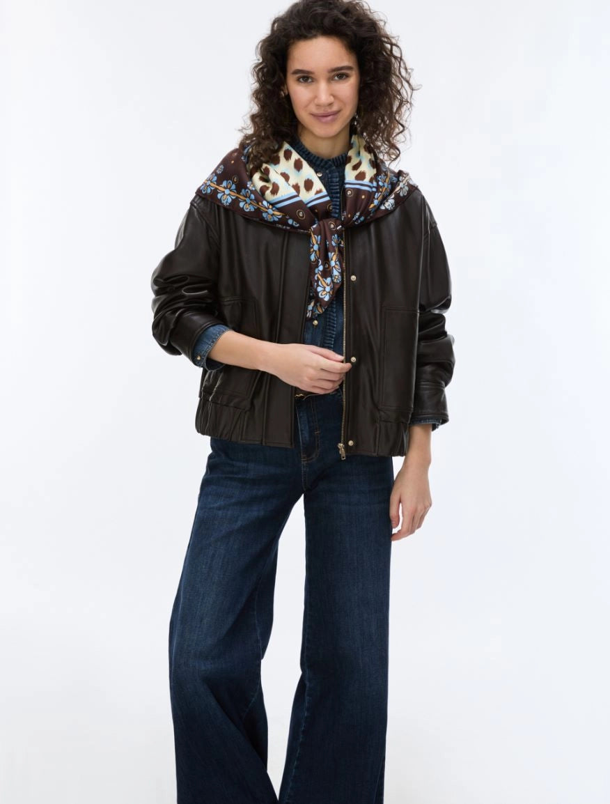 iBLUES LEATHER BOMBER JACKET