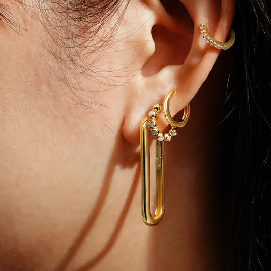 ANIA HAIE BEZEL BEADED HUGGIE HOOP EARRINGS