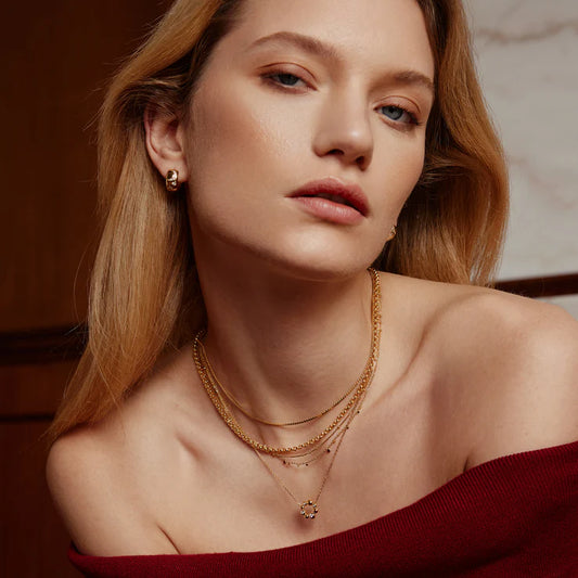 ANIA HAIE GOLD ASYMMETRIC BEADED CIRCLE NECKLACE