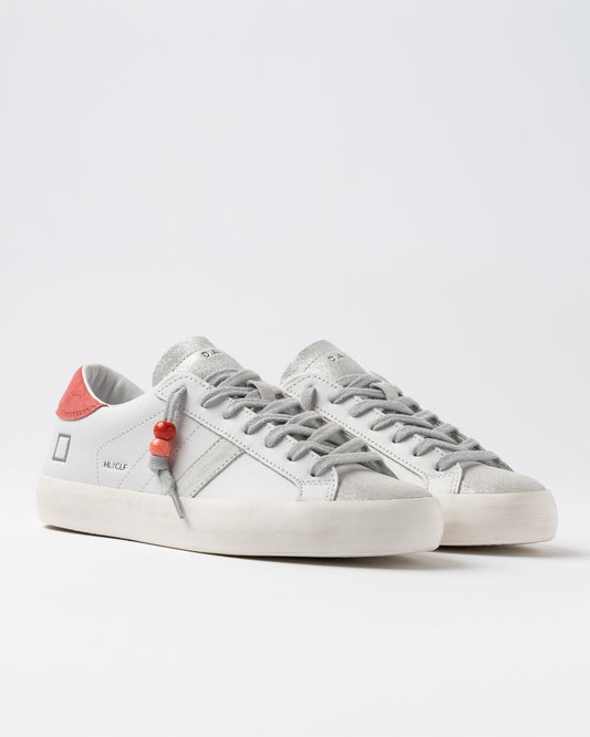D.A.T.E SNEAKERS HILL LOW CALF WHITE CORAL
