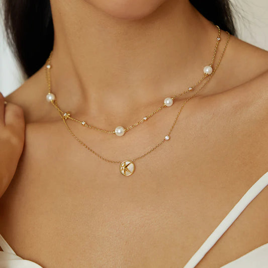ANIA HAIE GOLD SHELL PEARL & STAR NECKLACE