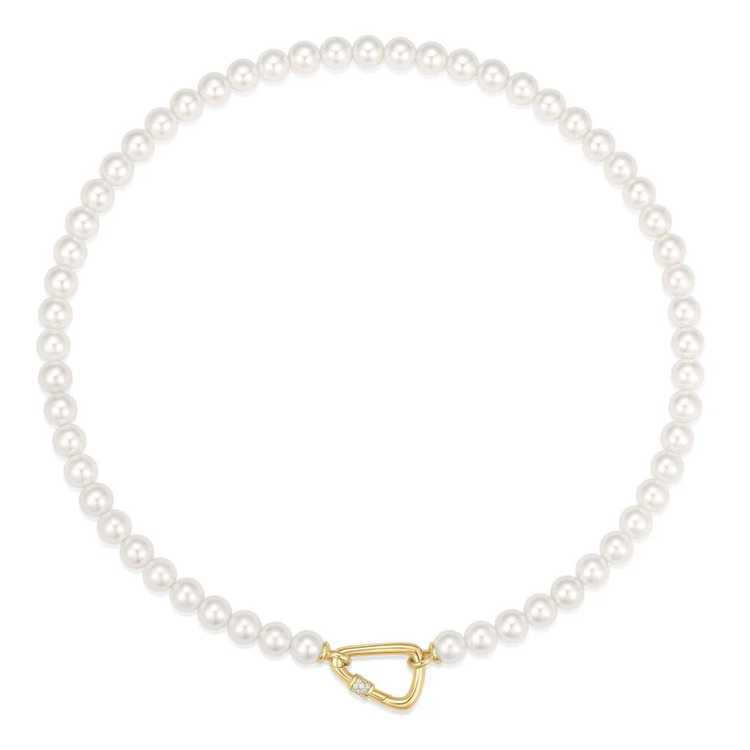 ANIA HAIE GOLD LOBSTER CLASP SHELL PEARL NECKLACE