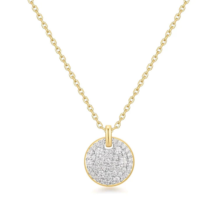 ANIA HAIE TWO-TONE LARGE PAVE DISC NECKLACE