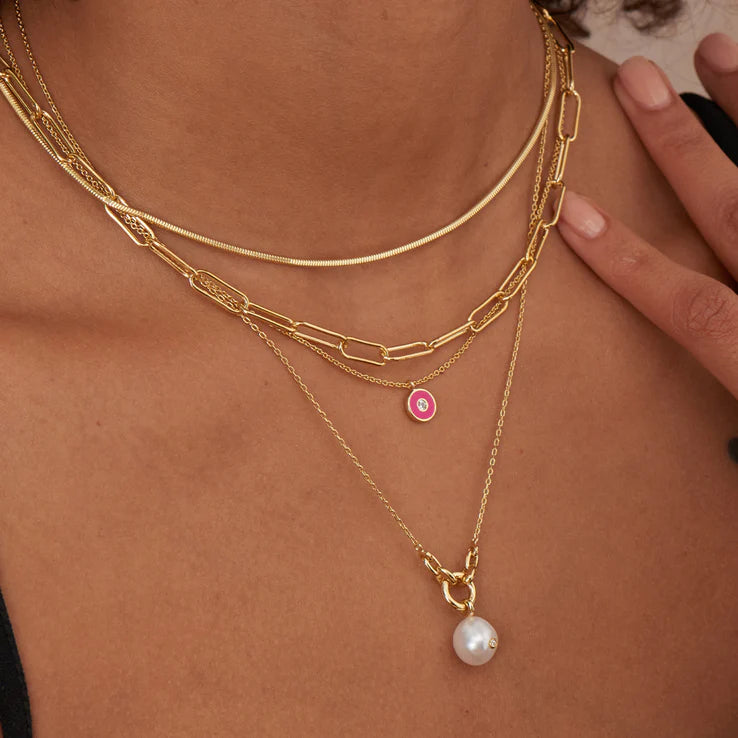 ANIA HAIE GOLD LINK PEARL DROP NECKLACE
