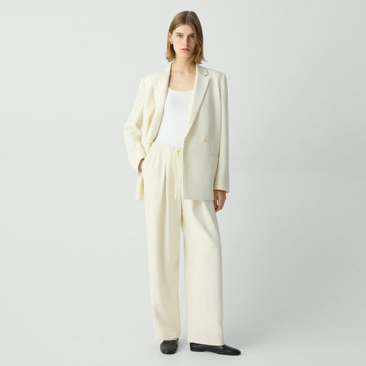Theory Pleated Pull-On Trousers in Admiral Crepe